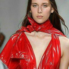 Calvin-Klein Plastic Red Dress SS 18 Hapar's Bazaar